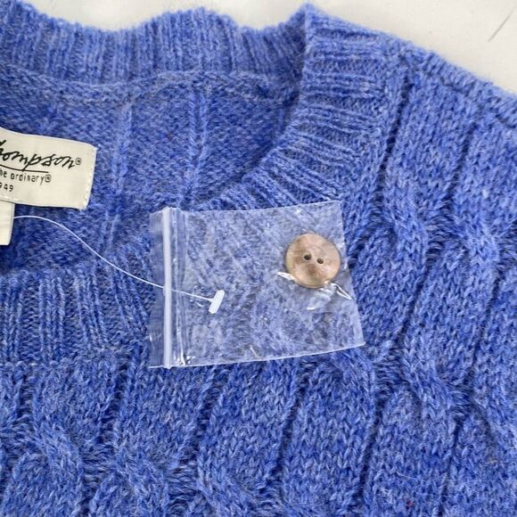 Norm Thompson Women's Cable Knit Wool Blend Cardigan Sweater Blue Medium NWOT - Picture 10 of 12